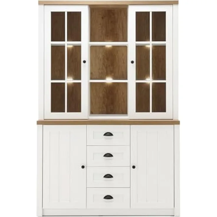 Buffetschrank Seyne in weiß Pinie und Eiche Landhaus 130 cm