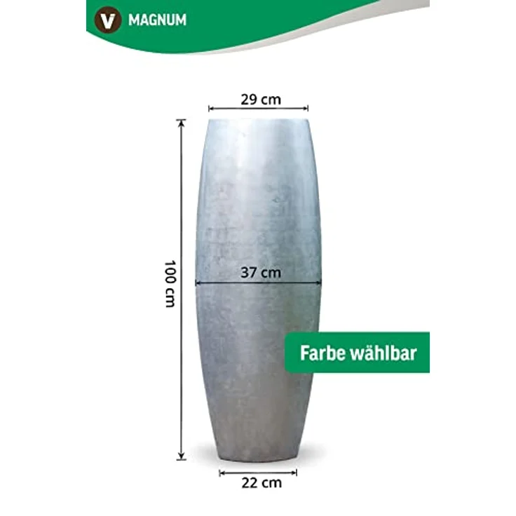 VIVANNO Bodenvase Exklusiver Pflanzkübel Fiberglas "Magnum" Weiß Hochglanz 29x100 cm – Bild 8