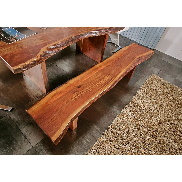 Baumbank Akazie 155x38x45 walnuss lackiert FREEFORM #106 – Bild 2