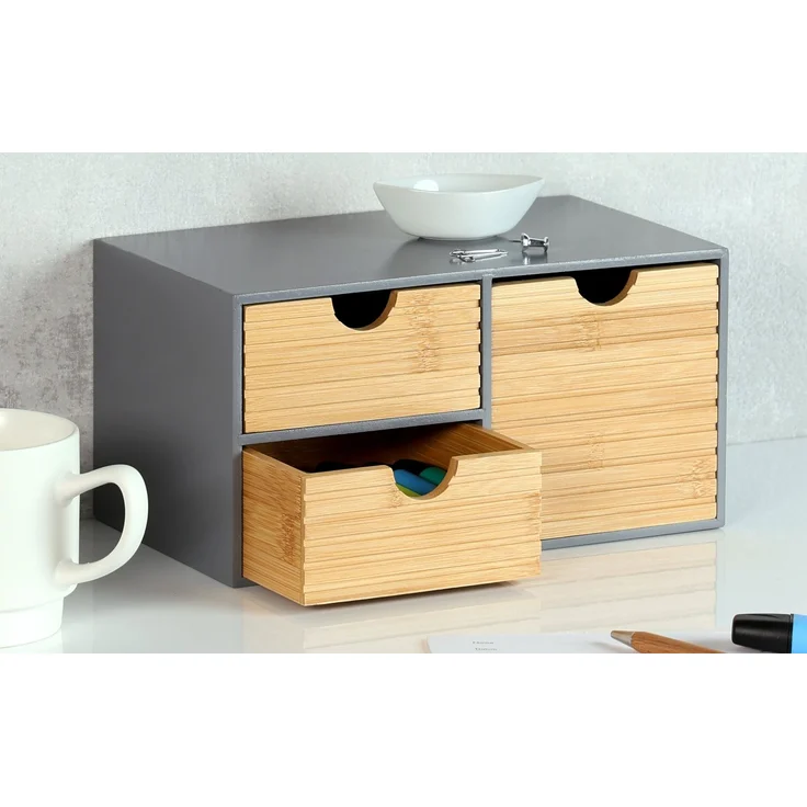 KESPER 58961 Organizer mit 3 Schubladen, grau, FSC / Mini-Kommode – Bild 4