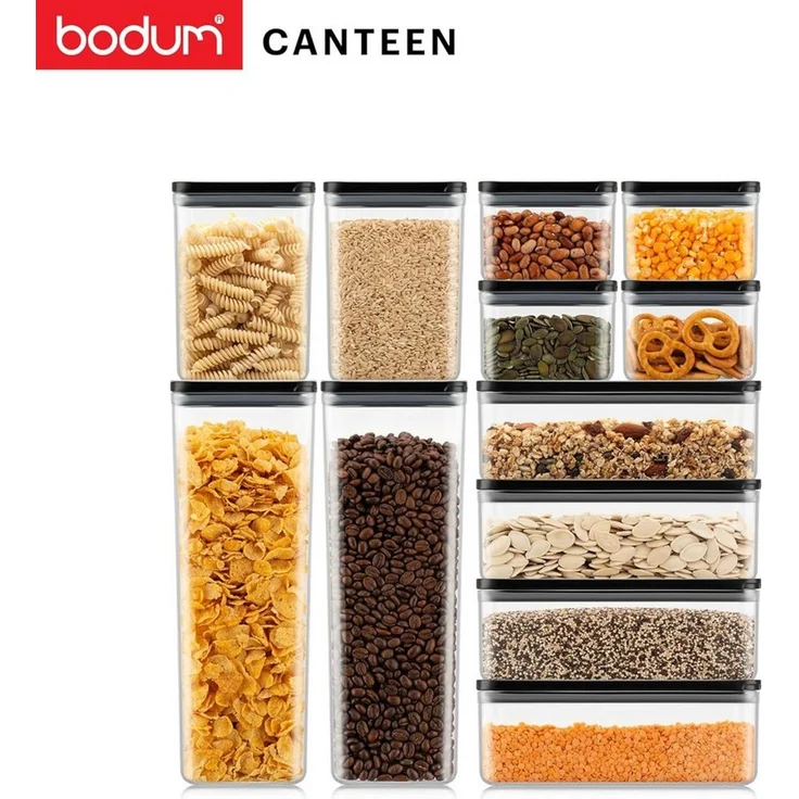 Bodum Set aus 12 Lebensmittel-Vorratsbehältern Bodum Canteen transparent, Deckel schwarz – Bild 2
