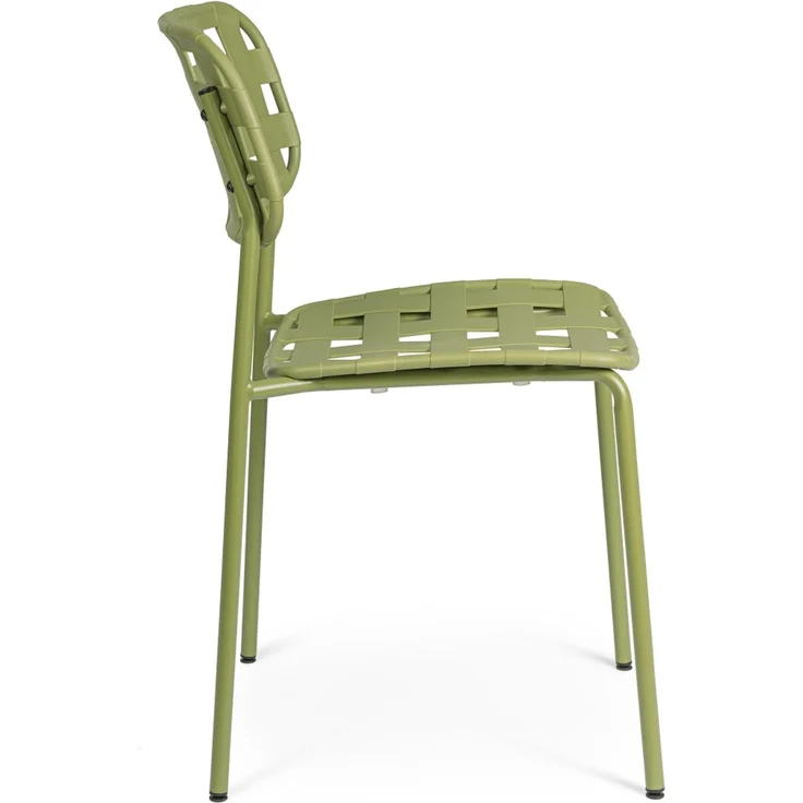 Gartenstuhl Revol 4er-Set aus Metall, modern, stapelbar, grün, UV-beständiges Geflecht – Bild 2