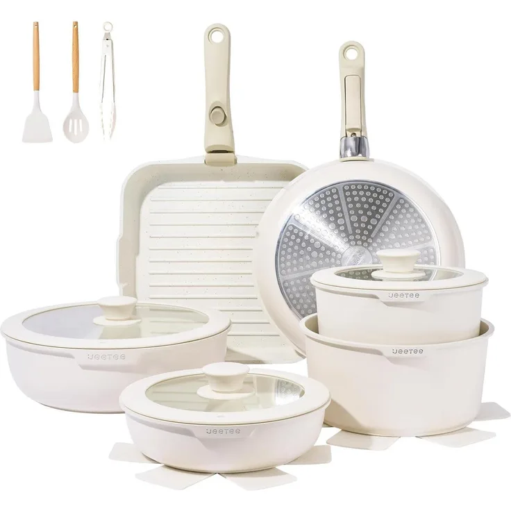 Topfset 25-teilig abnehmbarem Griff 20/26cm Pfanne 18/20cm Kochtopf 26cm