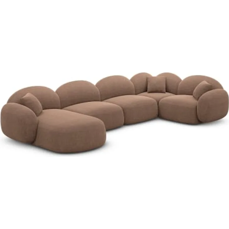 XL Wohnlandschaft Mirello U-Form aus Stoff - Strukturstoff - Braun - Links