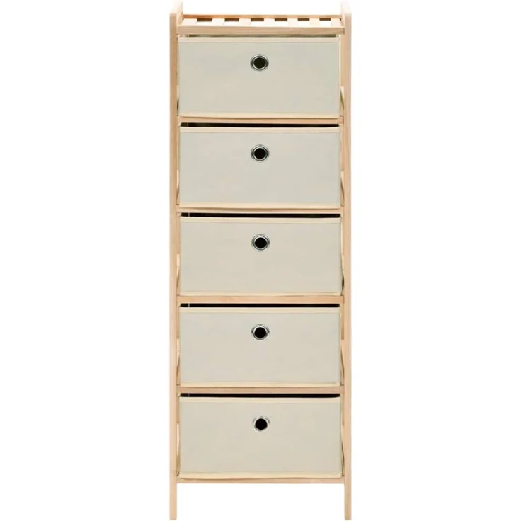 vidaXL Korb-Kommode mit 5 Stoffkörben Zedernholz Beige 32 x 26 x 93 cm (B x T x H) – Bild 6