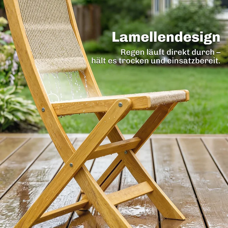 Outsunny Balkonmöbel Set, Akazienholz, Kunststoff, Naturholz, 48L x 55,5B x 88H cm – Bild 8