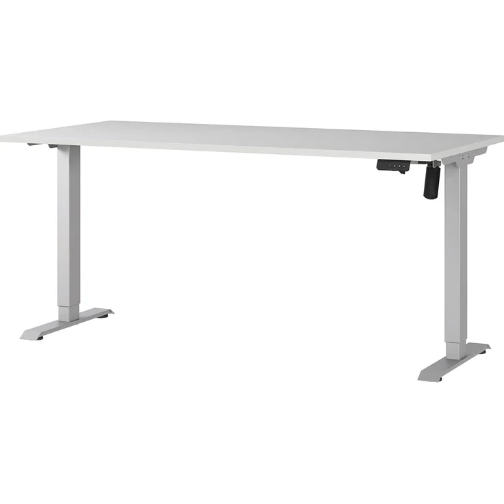 Germania Schreibtisch 8024-583, in Lichtgrau/Silber, elektr. höhenverstellbar, 160 x 119 x 80 cm (BxHxT) – Bild 1