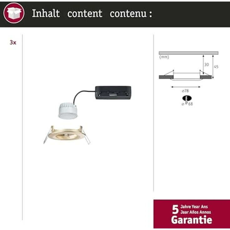 Paulmann 92445 LED Einbauleuchte Nova Coin 3er-Set Zigbee Tunable White Gold matt IP44 – Bild 5
