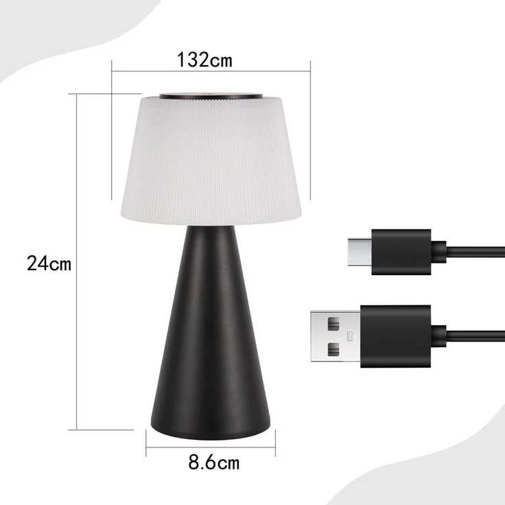Nettlife LED Tischleuchte Kabellos Touch Nachttischlampe Schwarz/Weiß Dimmbar Akku 3600mhA, mit USB Aufladbar, LED fest integriert, Modern Tischlampe für Wohnzimmer Schlafzimmer – Bild 3