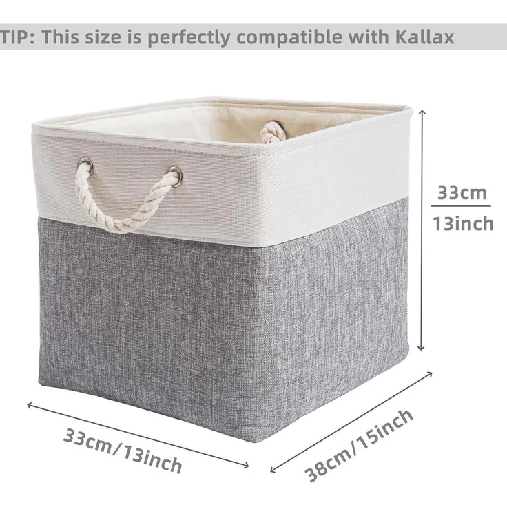 Aufbewahrungsbox Stoff 33x38x33cm Schrank Regal 4 Pack Grau Weiß – Bild 4