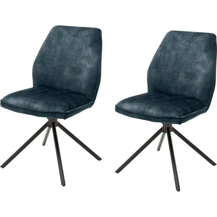 Polsterdrehstuhl >Ottawa< (2-er Set) in Petrol aus Metall - 52x89x64cm (BxHxT)