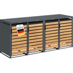 STEELSØN 'Kestra' Mülltonnenbox 4er je 240 Liter, anthrazit mit Holzoptik, Mülltonnenverkleidung aus Stahl, wetterfest, 116x80x268 cm, Müllbox für 4 Tonnen