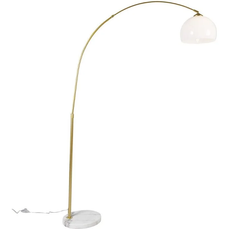 Qazqa Stehlampe Arc-basic, LED wechselbar, E27, Messing, Modern, Stahl, 1-flammig