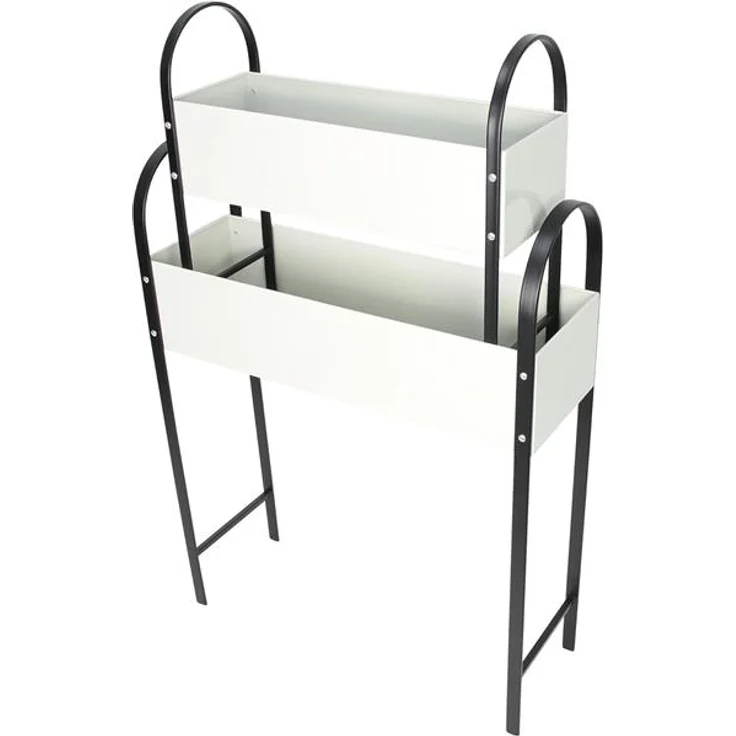 2x Pflanzer "Retro" aus Metall, creme weiß / schwarz, Pflanzkasten, Blumenkasten, Pflanzbank – Bild 4