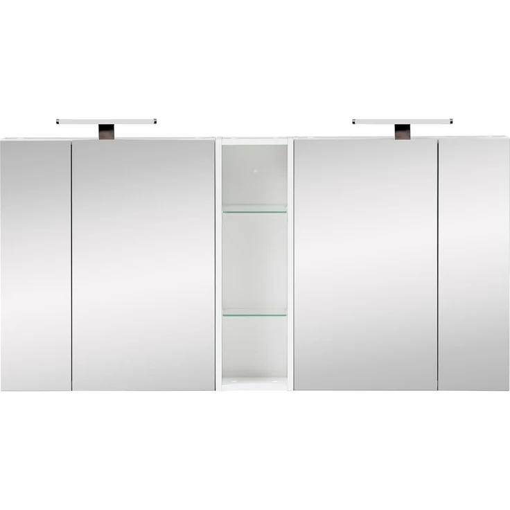 Schildmeyer Doppelspiegelschrank Roma 701979, weiß Glanz, 141,6 x 16 x 76,7 cm – Bild 3