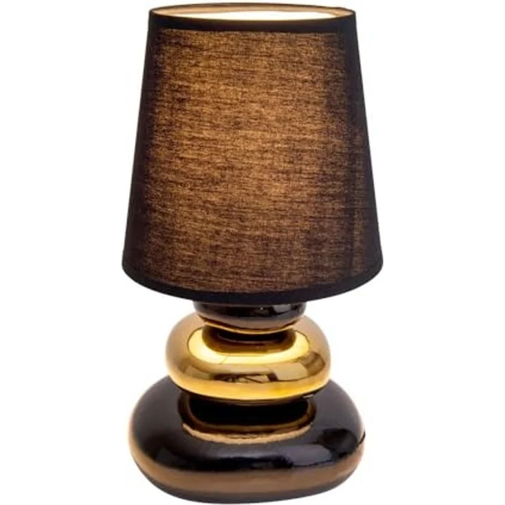 Tischlampe Wohnzimmer Tischleuchte Schlafzimmer Keramik Stoff Schwarz 3045358 – Bild 2