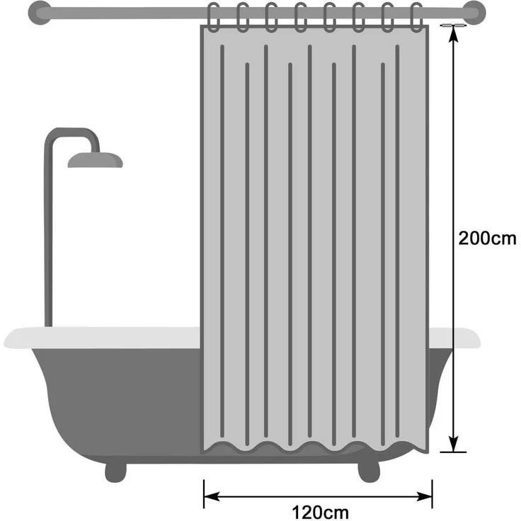 Beige Duschvorhang 120 x 200cm Antischimmel Wasserdicht Ausrüstung 8 Ringe – Bild 7