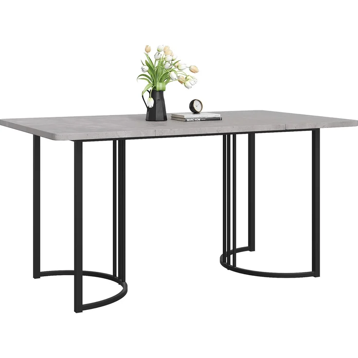 TavilaEcon Esstisch Multifunktionaler Esstisch mit modernem Marmor-Muster grau 75 × 80 × 140 cm (H × T × B) – Bild 2