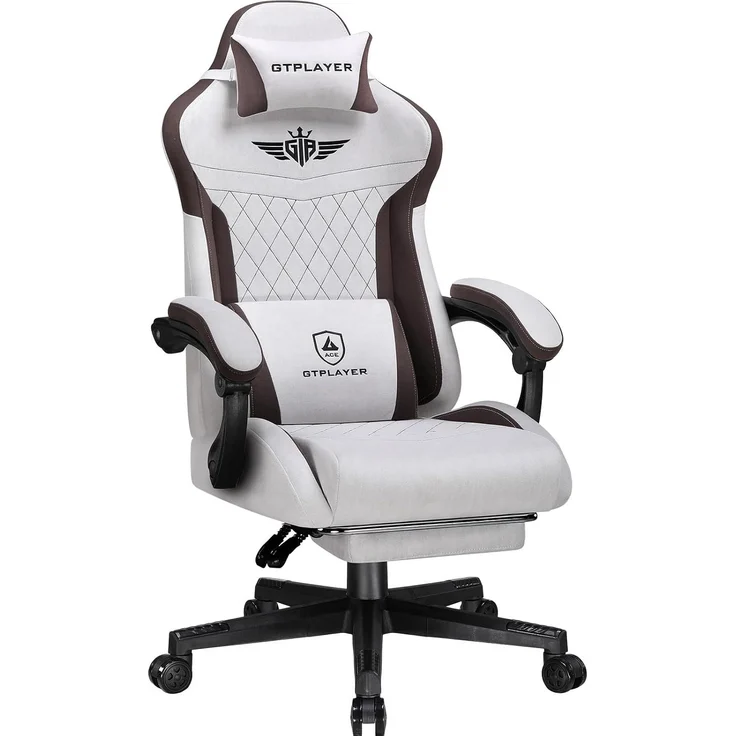GTPLAYER Gaming-Stuhl Stoff Gaming Chair Ergonomisch Bürostuh PC Stuhl, 150kg Belastbarkeit, Schreibtischstuh mit Federsitzkissen und Fußstütze – Bild 1