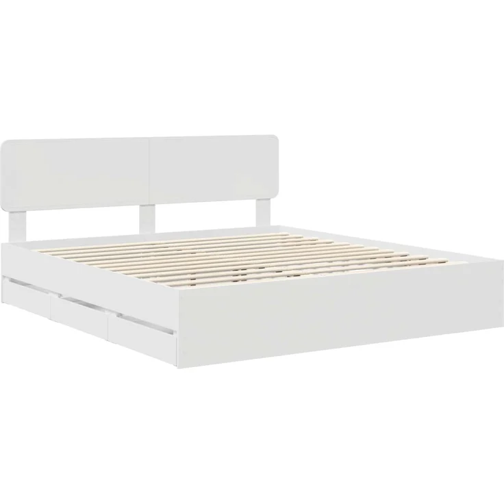 vidaXL Bettrahmen mit Schubladen Weiß 180 x 200 cm Holzwerkstoff 3412157 – Bild 4