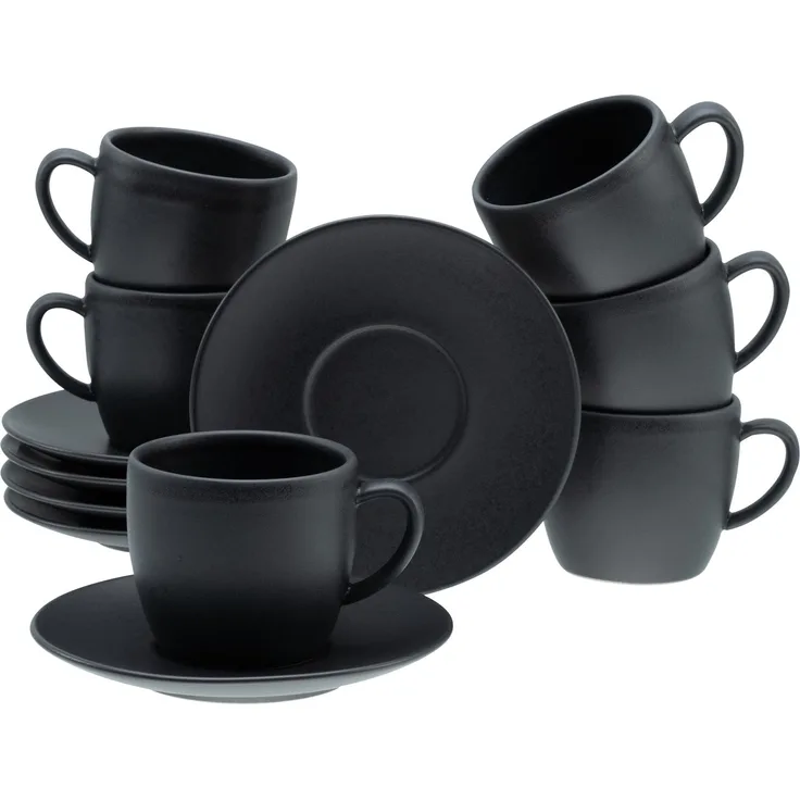 Soft Touch Schwarz, Cappuccinotassen 12-tlg (mo)