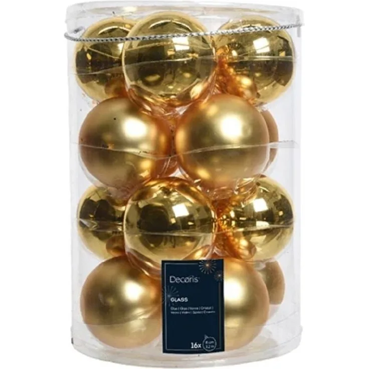 Kaemingk Weihnachtsbaumkugel Weihnachtsbaumkugeln Glas Ø 8 cm hell gold matt/glänzend 16 Stück