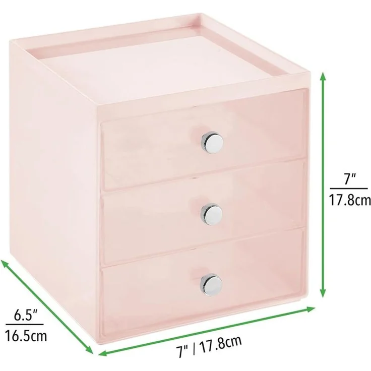 mDesign Make-up Organizer Aufbewahrungsbox Kosmetikbox Rosa Transparent – Bild 2
