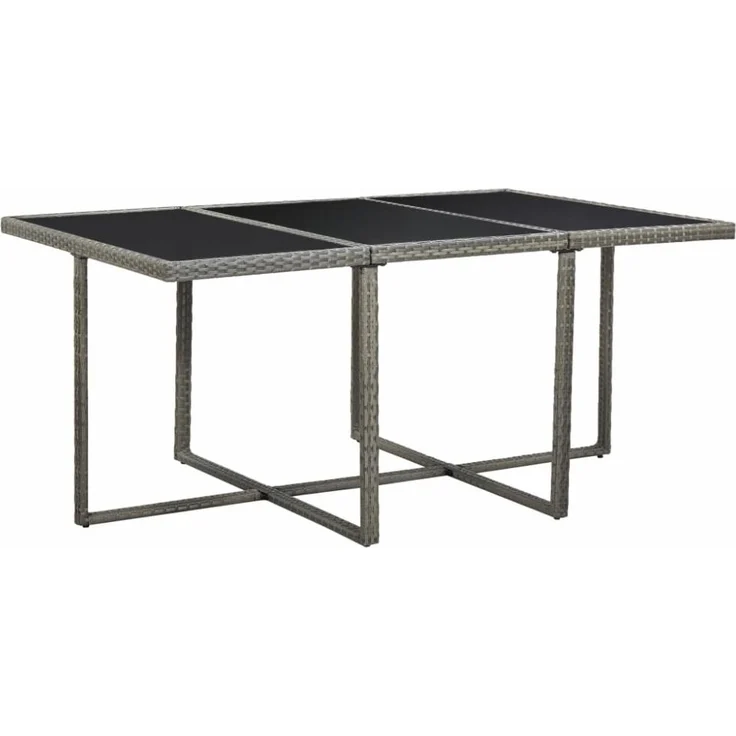 vidaXL 11-tlg. Garten-Essgruppe mit Auflagen Poly Rattan Grau 46537 – Bild 8