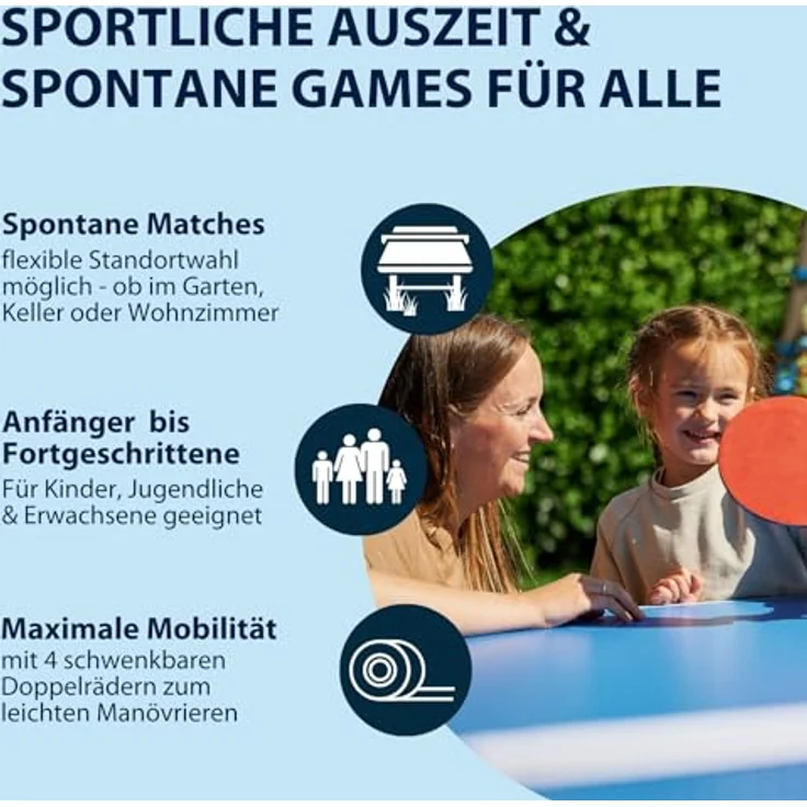 HUDORA Tischtennisplatte Match, witterungsbeständige Melaminharzplatte mit 5 mm Stärke, klappbar und mit Ball- und Schlägerhalter – Bild 7