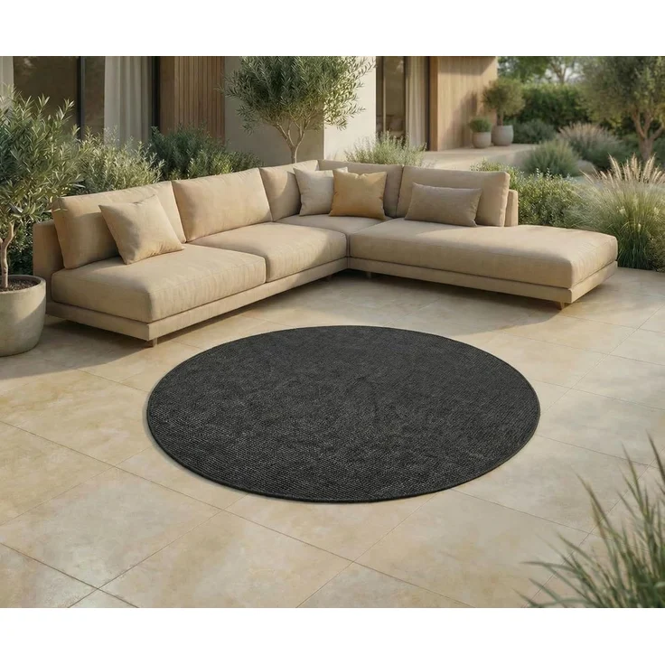 Jimri Outdoorteppich Key West, Rund, Outdoor Teppich Balkonteppich Terassenteppich
