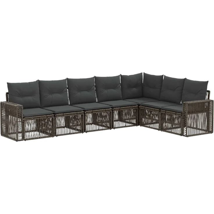 vidaXL Gartensofa-set 7 stk. 7-Sitzer Grau und Dunkelgrau Poly-Rattan 3435134 – Bild 2