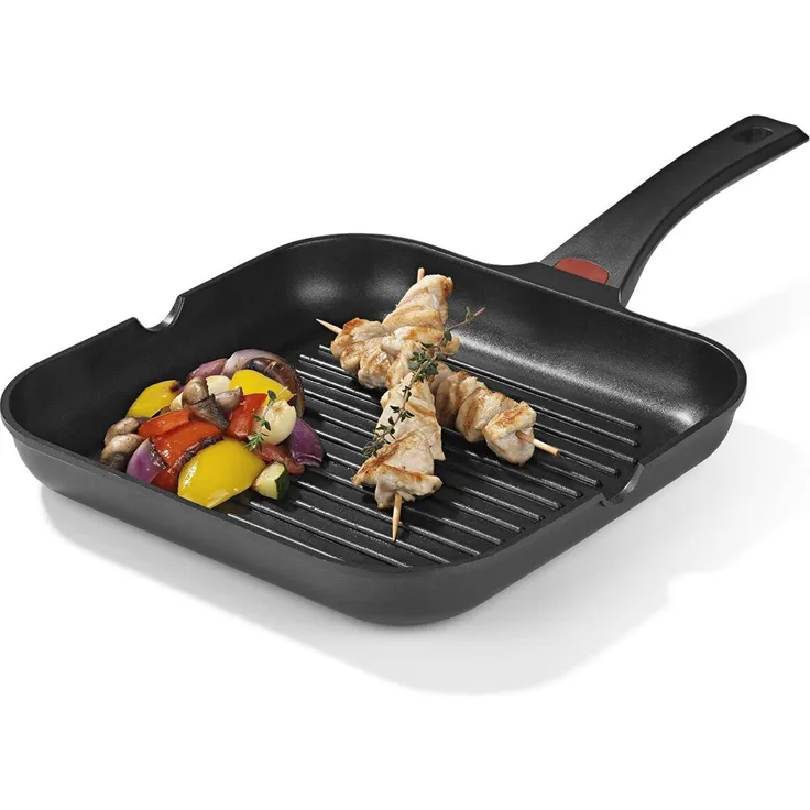 N8WERK Aluguss-Grillpfanne in der Midnight Edition 28 cm | Heat Indicator Farbwechsel-Temperaturanzeige, 3-Fach Ilag-Ultimate Beschichtung für fettarmes Braten | Für alle Herdarten geeignet