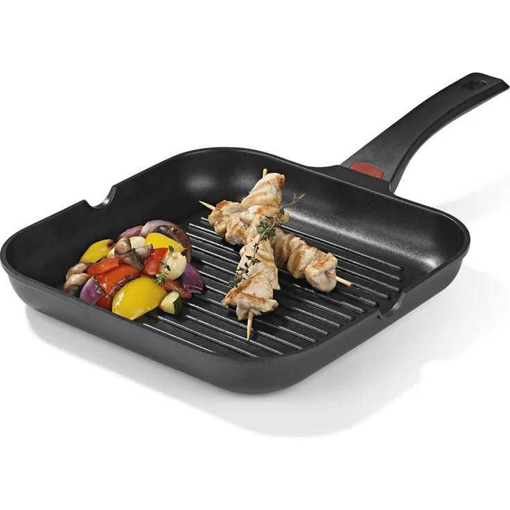 N8WERK Aluguss-Grillpfanne in der Midnight Edition 28 cm | Heat Indicator Farbwechsel-Temperaturanzeige, 3-Fach Ilag-Ultimate Beschichtung für fettarmes Braten | Für alle Herdarten geeignet