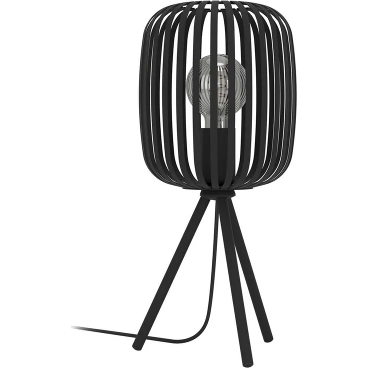 EGLO Tischlampe Romazzina, Stativ Nachttischlampe, Dreibein Tischleuchte aus Metall in Schwarz, Deko Schlafzimmer, Wohnzimmer Tisch Lampe mit E27 Fassung