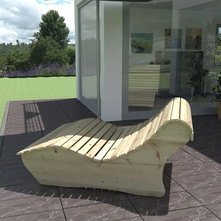 Relaxliege "Heiner" Gartenliege 120cm Zirbe – Bild 3