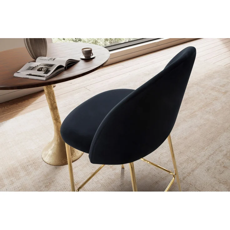 Barhocker 2er Set Samt Schwarz mit Lehne Goldene Beine Skandinavisch 110kg – Bild 5