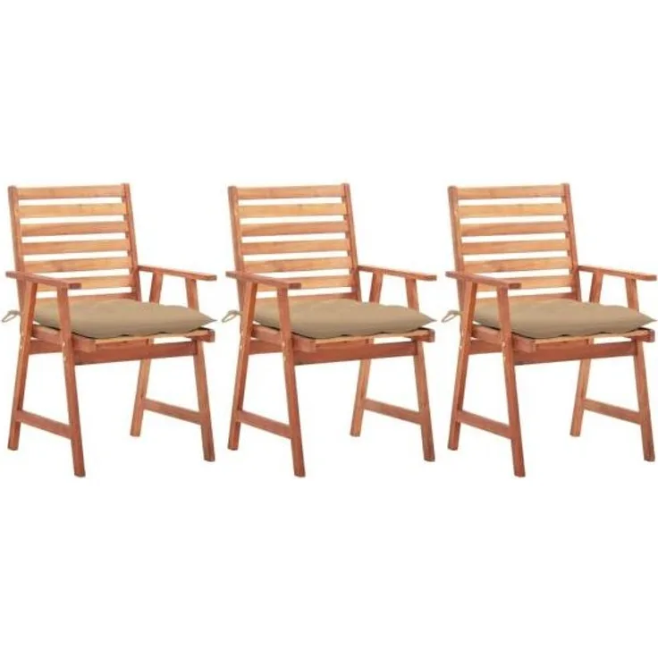 vidaXL Garten-Essstühle 3 Stk. mit Kissen Massivholz Akazie 3064365
