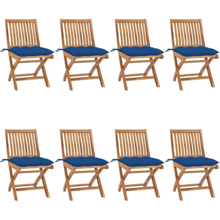 Klappbare Gartenstühle mit Kissen 8 Stk. Massivholz Teak 3072886