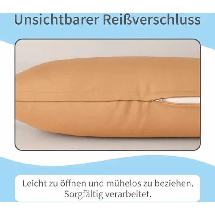 matches21 HOME & HOBBY Kissenbezüge 2er Set Kissenhülle 40x40 cm hellgrün pflegeleicht mit Reißverschluss, (2 Stück), Zierkissen-Bezüge einfarbig für Couch-Kissen mit Lotuseffekt – Bild 4
