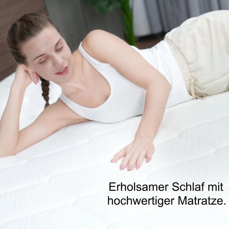 HOMAVO Taschenfederkernmatratze, 7 Zonen Taschenfederkern + Memory-Schaum, weiß, 90x200 cm, Härtegrad H3/H4 28 cm hoch, Integrierter Topper – Bild 6
