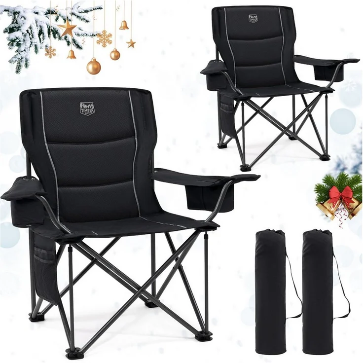 TIMBER RIDGE Campingstuhl Faltbarer Stuhl, 200KG Belastbar,TIMBER RIDGE Übergroßer Bequem (2 St), aus 600D Polyester, mit höhenverstellbaren Armlehnen – Bild 1