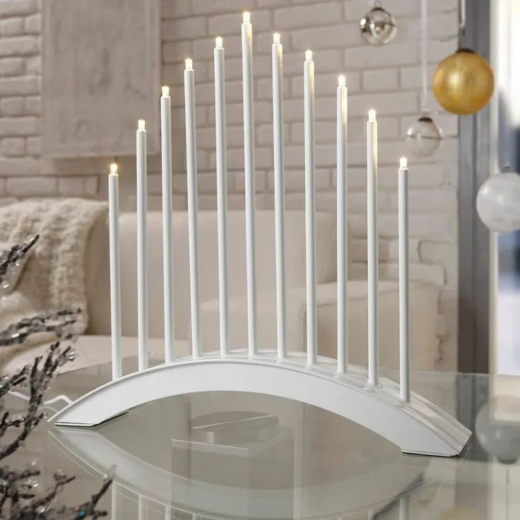 MeLiTec Fensterleuchter SL20-1, warmweiß, LED, Lichterbogen, Schwibbogen, Advent, Weihnachtsleuchter, Stimmungsleuchte, Brücke, Weiß, XMAS