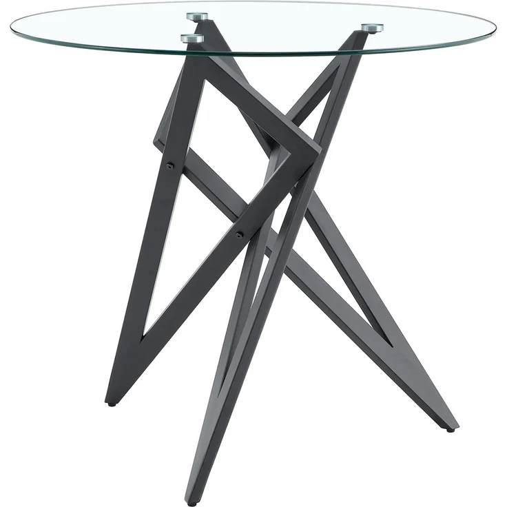 Runder Glas-Couchtisch Ø ca. 85 cm, moderner Wohnzimmertisch mit geometrischem Design-Untergestell, gehärtete Glasplatte, stabiler Beistelltisch für Wohnzimmer – Bild 10