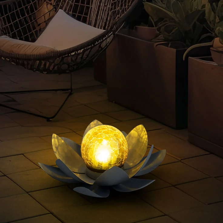 3er Set LED Solarleuchten mit Glas Kugel in Crackle Optik – Bild 4