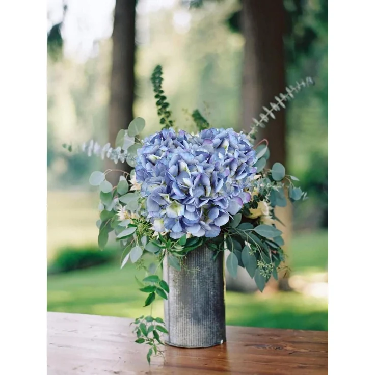 Künstliche Kunsthortensien Blau 53cm 3er Set Deko Kunstblumen – Bild 3