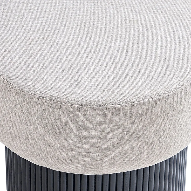 SalesFever Sitzpouf mit Stauraum Ø 50 cm – Runder Hocker mit Strukturstoff & verstecktem Fach – Bild 5