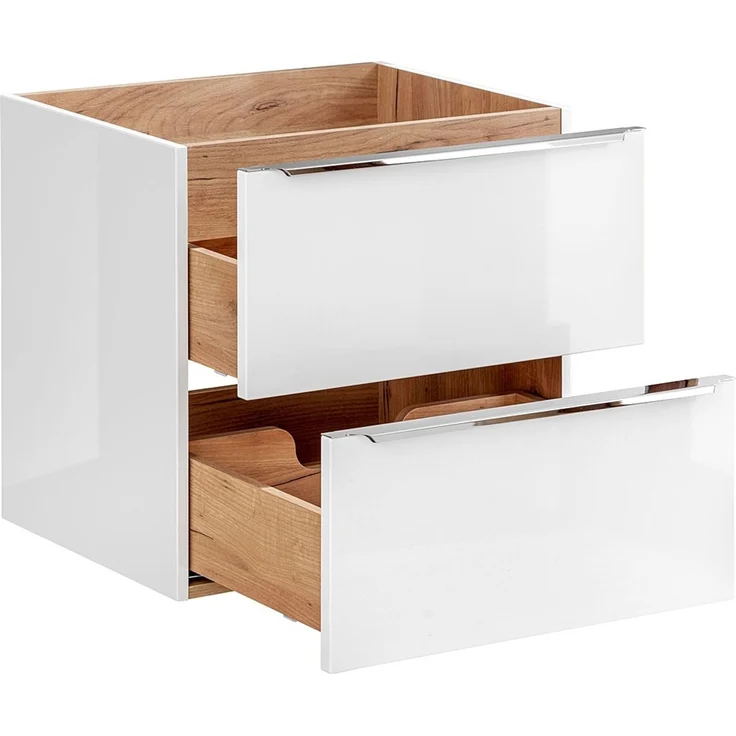 Waschtischunterschrank 141cm mit 4 Auszügen TOSKANA-56 in Hochglanz weiß B/H/T ca. 141/59,5/46 cm – Bild 4