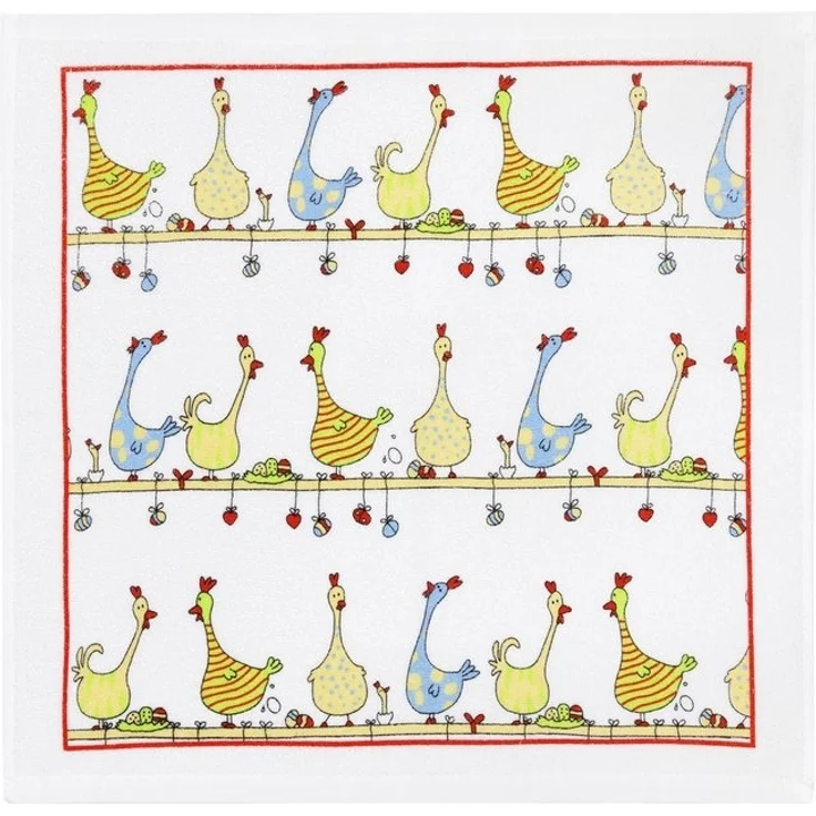 Kracht Geschirrtuch 2er Set Frottier Küchentuch Hühnerstange 50 x50 cm, (2-tlg), Baumfrollfrottee – Bild 2