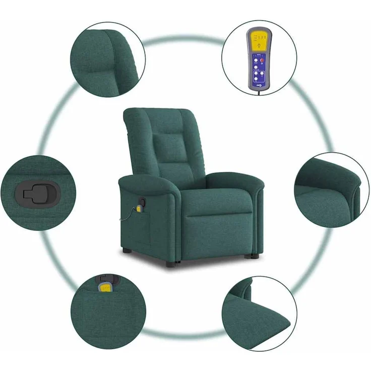 vidaXL Massagesessel mit Aufstehhilfe Dunkelgrün Stoff 3303270 – Bild 9