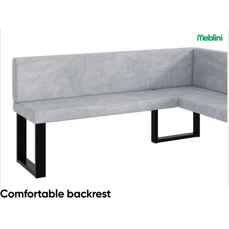 MEBLINI Eckbank für Esszimmer - Küchenbank - Essecke - Sitzecke Küche - TONI - U-Beine 128x168x87cm Rechts - Hellgrau Samt – Bild 5